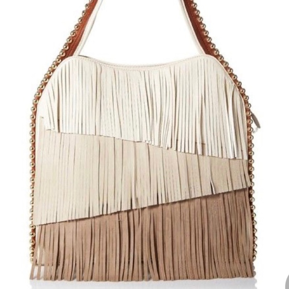 Big Buddha “Gwen” Fringe Hobo Bag, Cream Multi